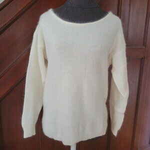 Vintage Cream Mohair & Wool Blend Sweater L